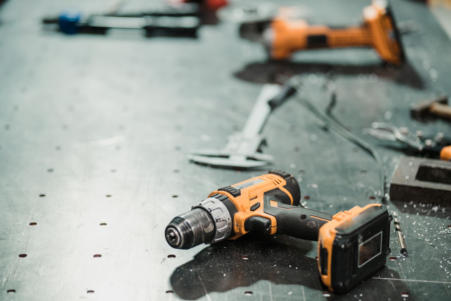 Cordless Drill on workshop floor